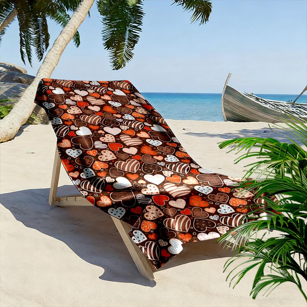 Colorful Heart Pattern Design Towel Beach towel quick-drying for travel outdoor sports jogging beach and swimming