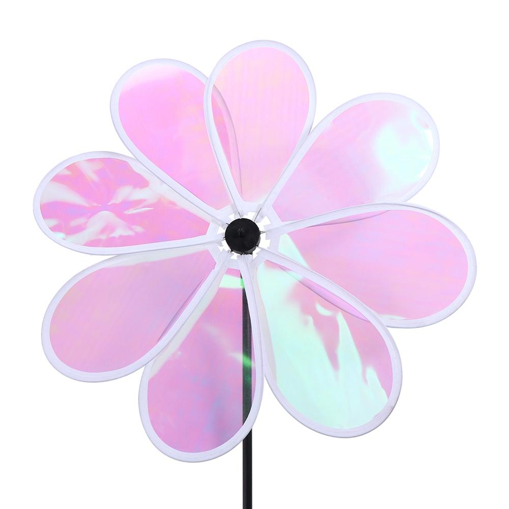 Eight Leaf Color Bird Repelling Windmill Outdoor Grounding Mounted Reflective Changing Windmill Kindergarten Children's Toys