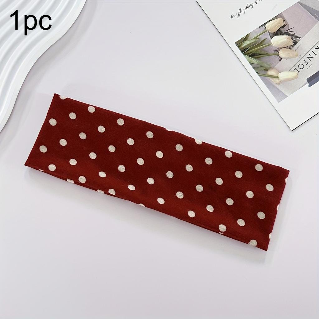 1pc Women's Stylish Polka Dot Headband Sweat-Wicking Workout Hairband Secure Fit For Yoga Running Gym Travel Casual Wear