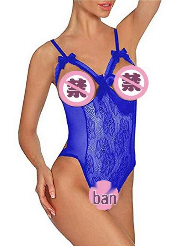 Sexy European & American Lingerie: Sheer Mesh Hollow-Out Bodysuit for Women