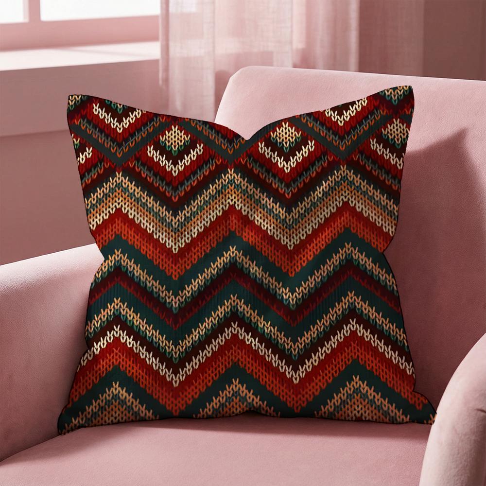 Retro Patterns Cushion Cover MultiScene Pillow Cover for Home Car Reversible Soft Durable for Daily Use