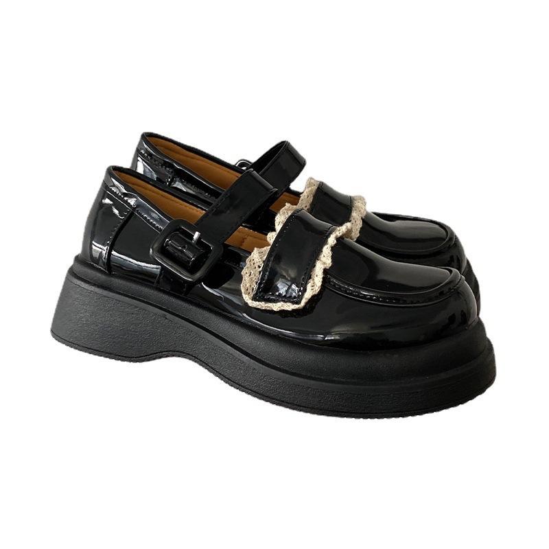 Round Head White College Style Versatile Platform Small Leather Shoes Women's New Summer Retro French Mary Jane Single Shoes