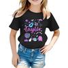 Summer Round Neck 3D Guitar Printed Top Fashionable Casual Short Sleeved Children's Girl T-shirts