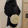 Yogodlns Runde Rattan-Webtasche für Damen, handgefertigt, Baumwollseil, Strick-Umhängetasche, Sommer, kreisförmig gewebte Schultertasche, Vintage-Strandtasche