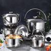 Saucepan Stainless Steel Cooking Pot Convenient Stew Kitchen Gadget Big Soup with Lid Silver Heating Stock Work