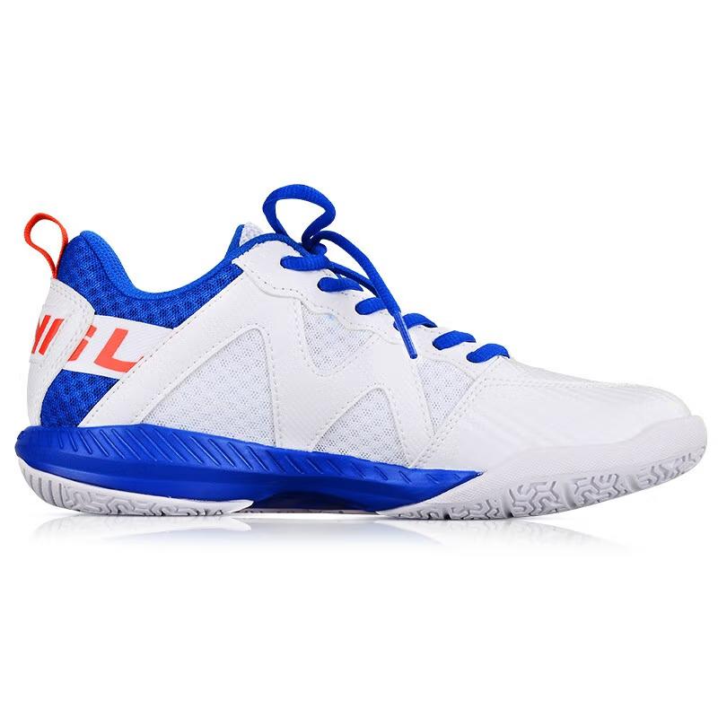 New LiNing Cushioned Slip-Resistant Low-Top Badminton Shoes Unisex White Blue AYTQ023
