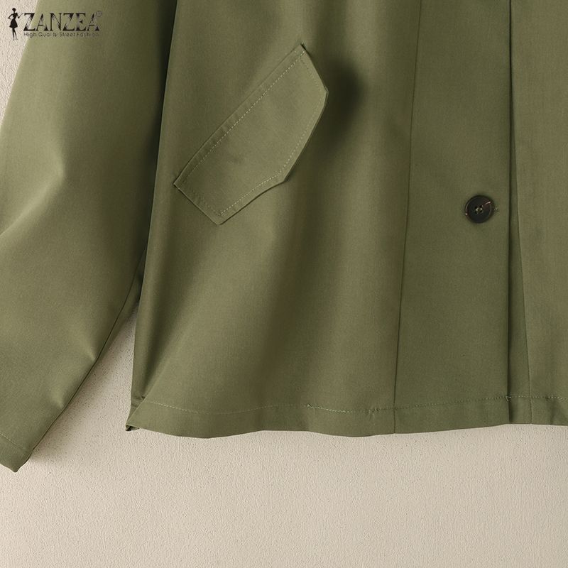 ZANZEA Damen Bluse mit lässigem Umlegekragen, einfarbig, lockere Langarmbluse