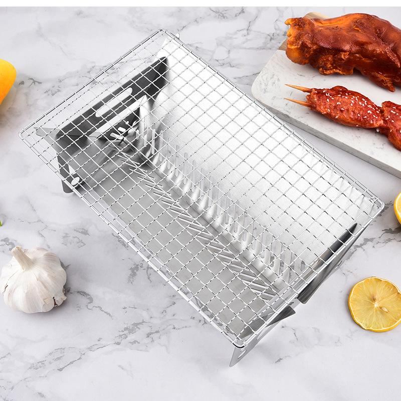 Nouveau barbecue à charbon de bois pliable et portable en acier inoxydable pour cour extérieure