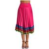 Womens Flamenco Dance Skirt Colorful Stripe Hem Elastic Waistband Folk Dancing Stage Performance Costume