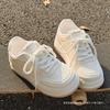 Milch Fufu kleine weiße Schuhe Damen 2025 Frühling neu beliebte Student vielseitig schicke Schuhe Damen dicke Grundplatte Schuhe Damenschuhe