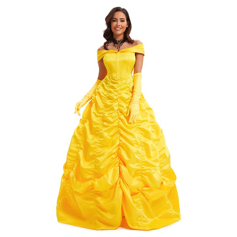 Beautiful Woman and Beast Belle Princess Dress Cosplay Long Dress Suit Women