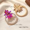 Luxury Red Rhinestone Palace Gemstone Dangle Earrings for Autumn/Winter