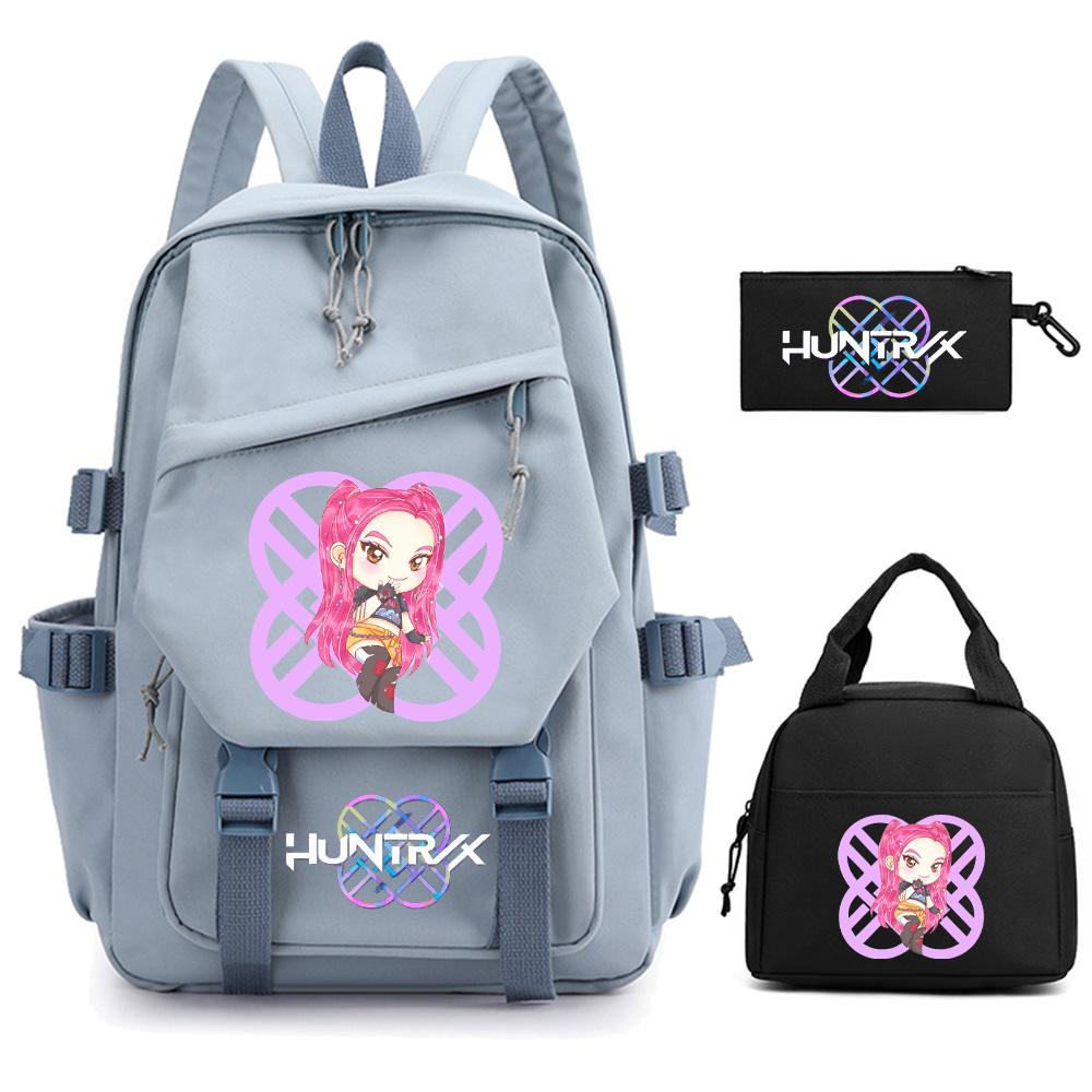 3Pcs/set K-pop Demon Hunters Printed Backpack for Teenger Boy Girl Large Capacity Schoolbag Children Student Bookbag Women Waterproof Travel Bag