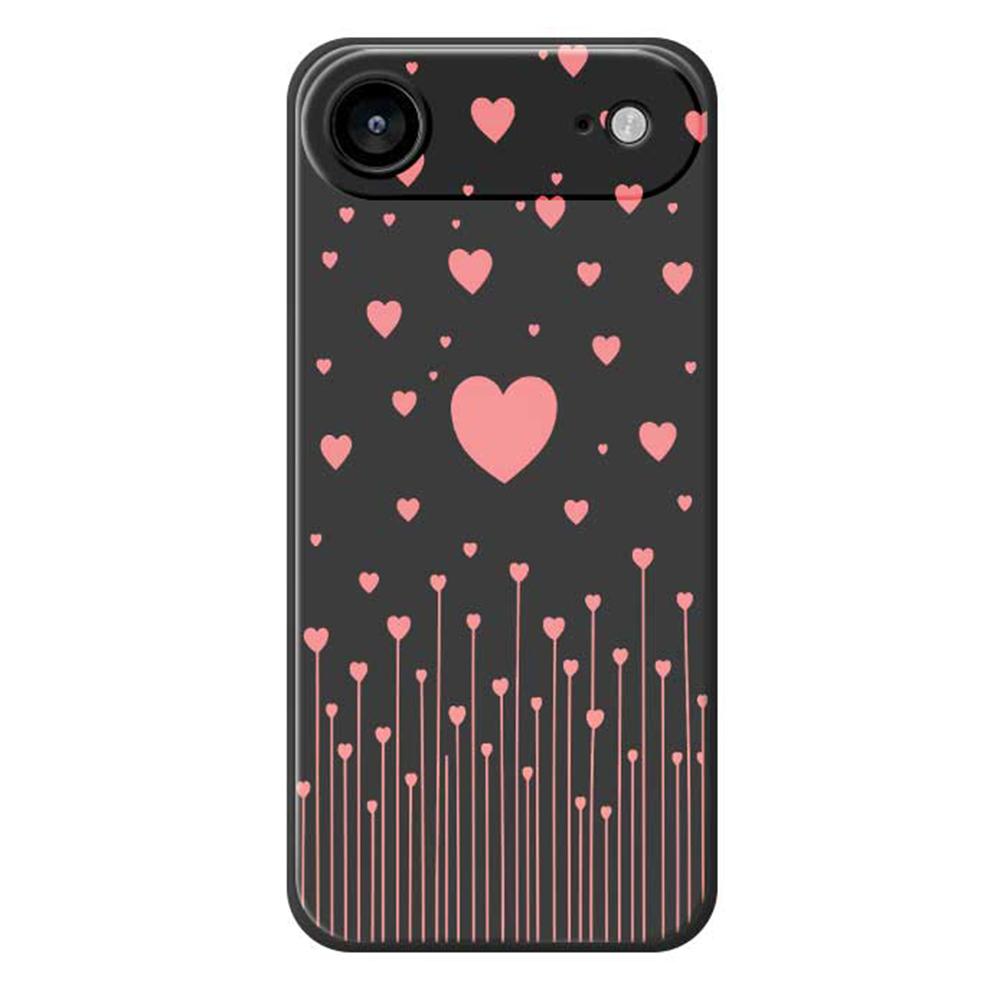 For iPhone 17 Air Case Pink Love Pattern Printing Straight Edge TPU Phone Back Cover