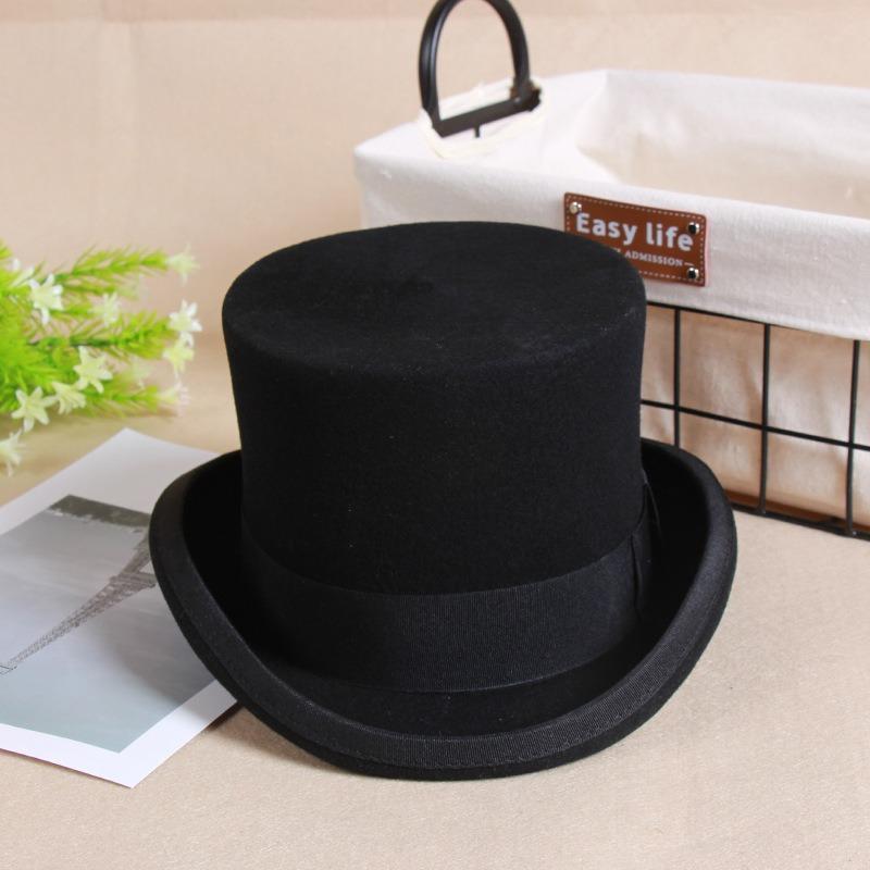 2026 New 100% Wool Top Hat & President Derby, Magician Flat Jazz Cap, British Retro Style Gentleman Fedora