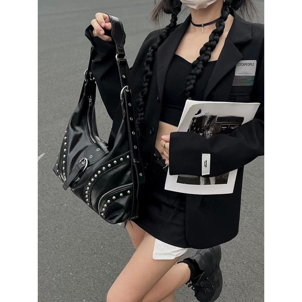 Y2K Millennium Spice Girl Liuding Underarm Bag Fashion Retro Old Shoulder Tote Bag French Popular Messenger Bag Women