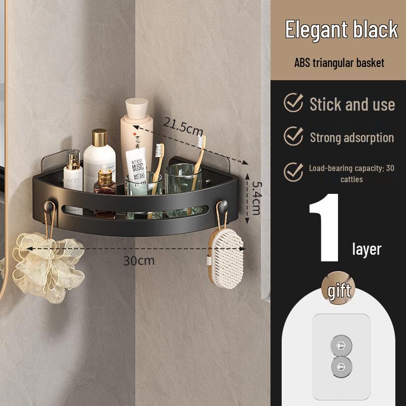 

Punch-Free Bathroom Triangle Rack for Toilet and Towel Storage