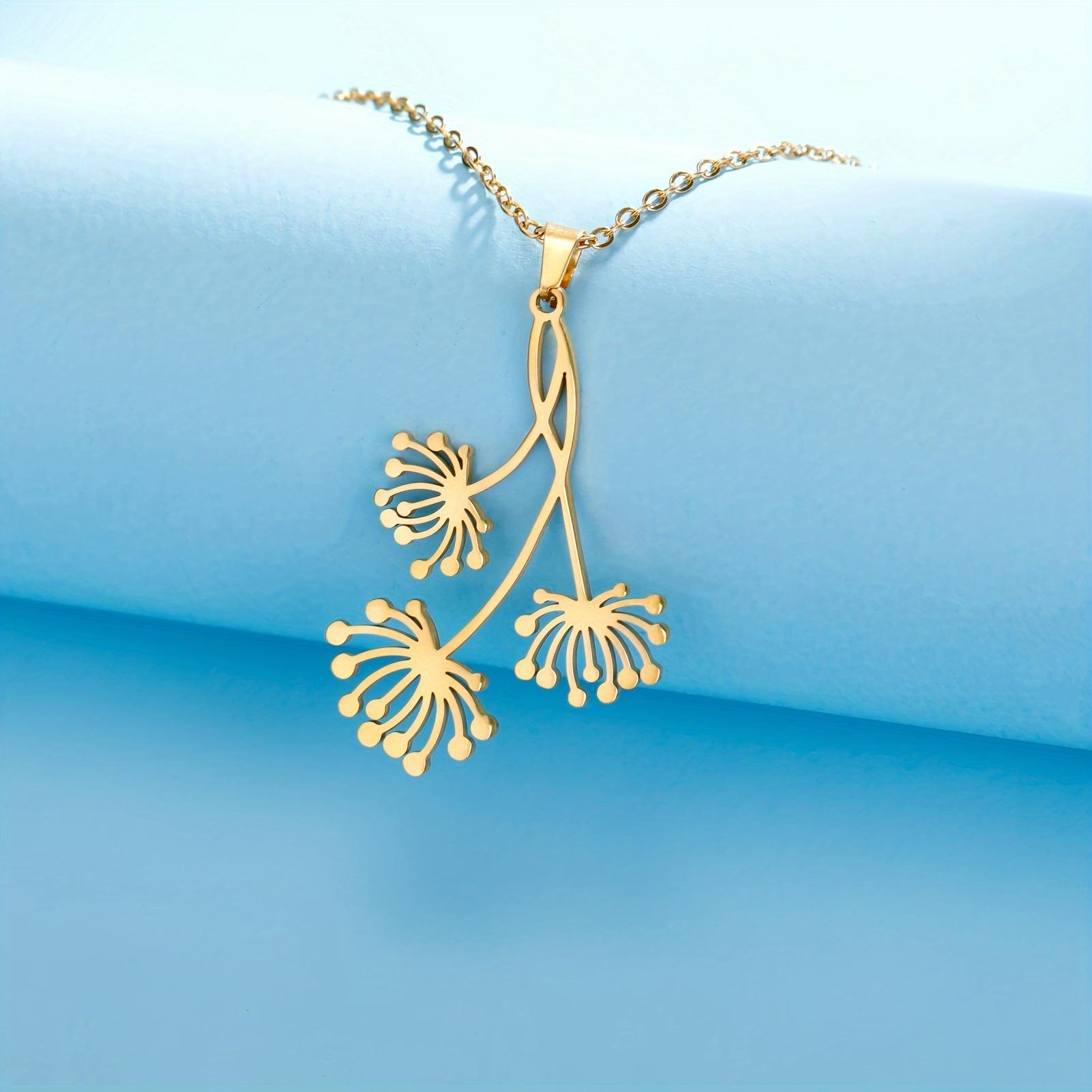 

1 шт. Одуванчик, ожерелье с кулоном в виде цветка, цепочка с крестом из нержавеющей стали в стиле бохо, свадебные украшения в подарок