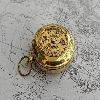 Brass Compass Nautical Style Pocket Compass 5.08 Cm Office Desk Decor Gift for Dad, Husband, Grandpa, Boyfriend, Birthday, Wedding, Anniversary