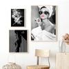 Black and White Underwater Woman, Canvas, Painting, Sexy Female Fashion Posters and Prints, Wall Art, Modern Home Decor