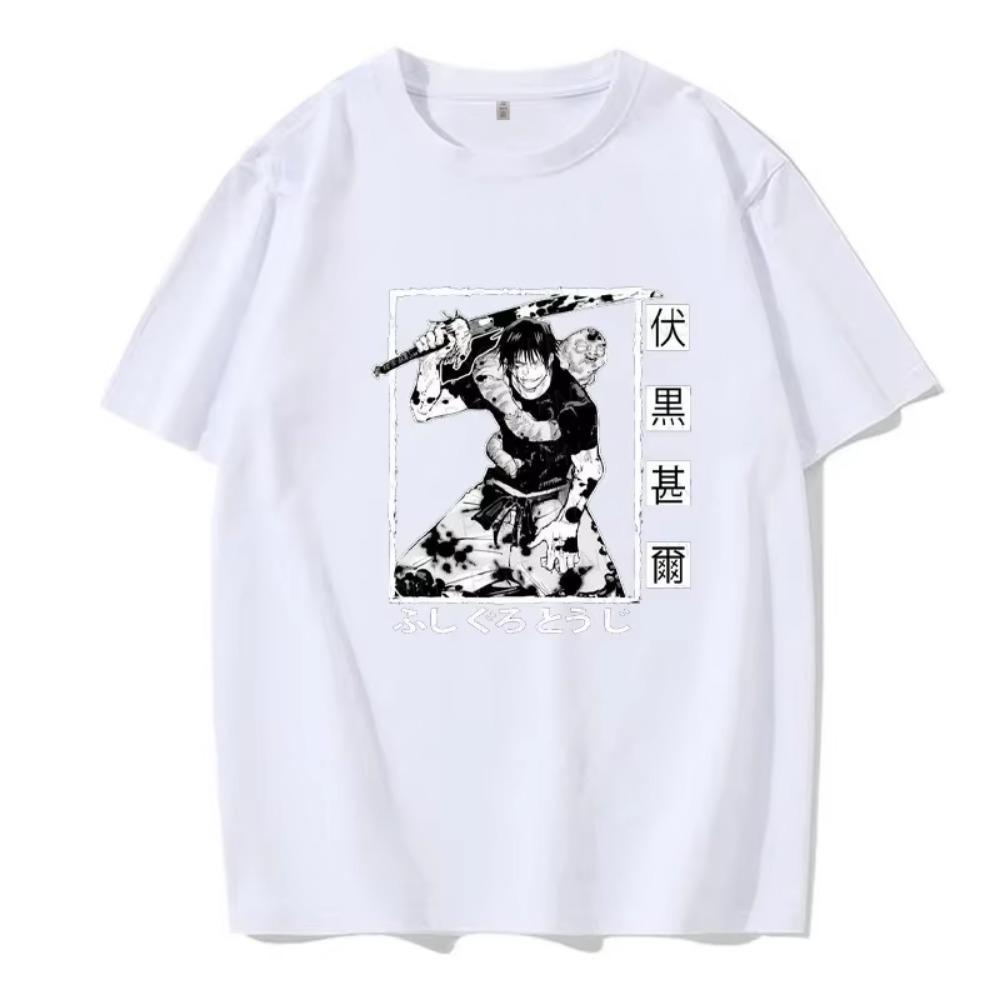 Men's Summer European Size Short Sleeved Anime Print Street Clothing Retro Washed T-shirt Men's Harajuku Pattern Print