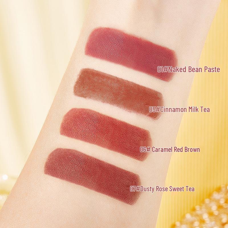 Soft Mist Velvet Matte Lipstick Set - Red-Brown Bean Paste: Non-Fading, Waterproof & Non-Stick