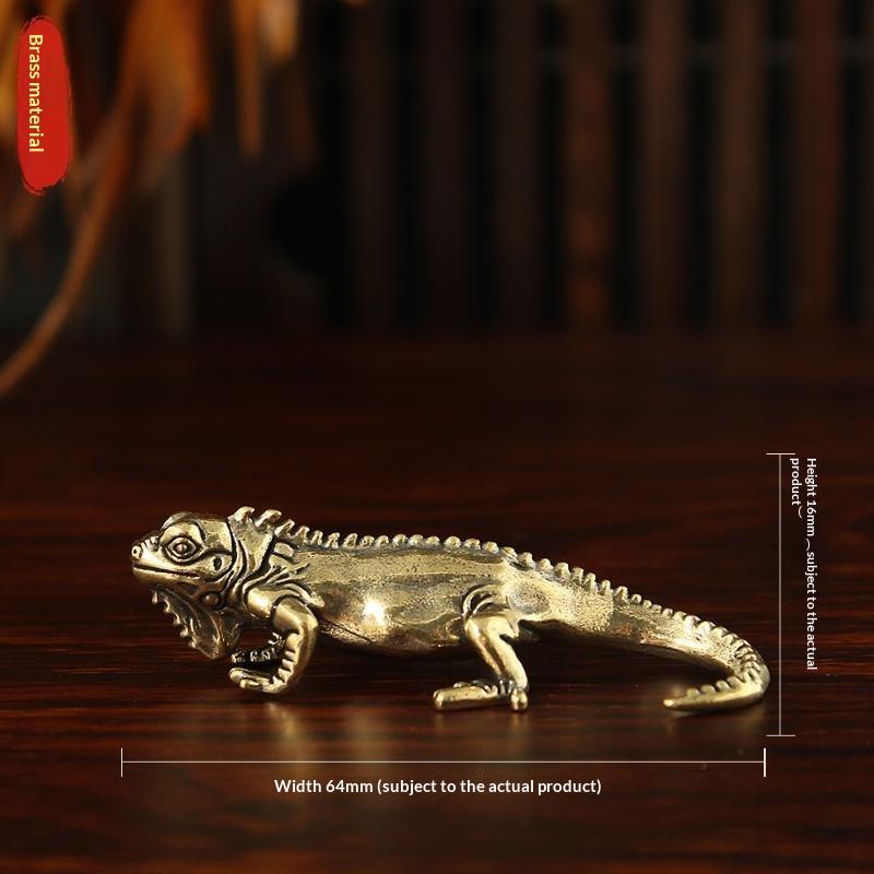 Statue d'animal Crocodile Lézard en Bronze Antique Rétro Cuivre Alligator Figure Feng Shui Maison Affaires Bureau Décorations Artisanat