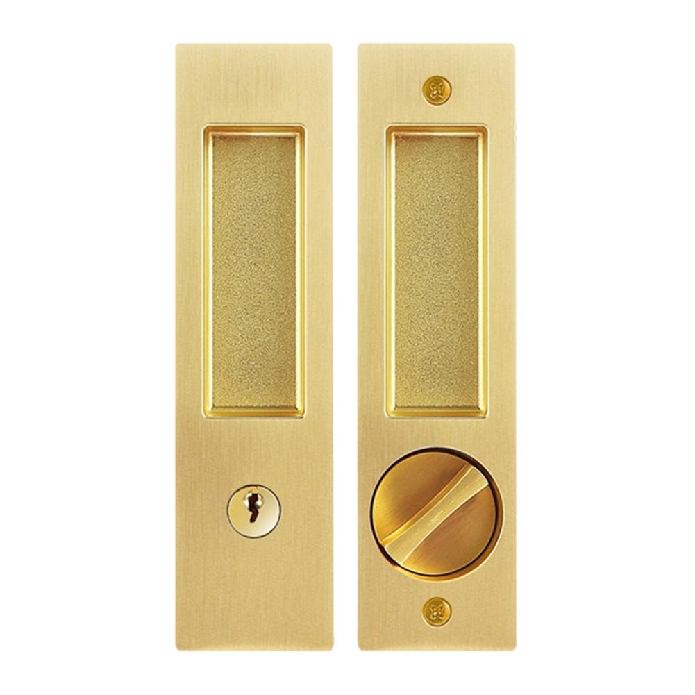 

Vintage Zinc Alloy Sliding Door Lock With Key For Pocket Door Hardware Bathroom Privacy Security Hook Latch Handle Satin золотой