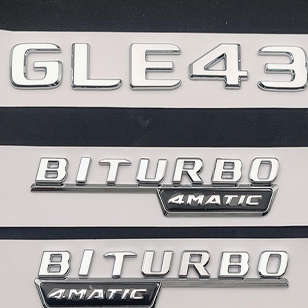CUTRB1 1 Set Car Trunk 3D Badge Rear Sticker Logo For Mercedes Benz GLE43 AMG W167 W166 GLE43 Biturbo 4matic Logo Automotive Accessory