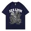 Grappig Zeeleeuwen Meme T-shirt Unisex Dames Mode Vintage Korte Mouw T-shirts Hoge Kwaliteit Katoen Oversized T-shirts Streetwear