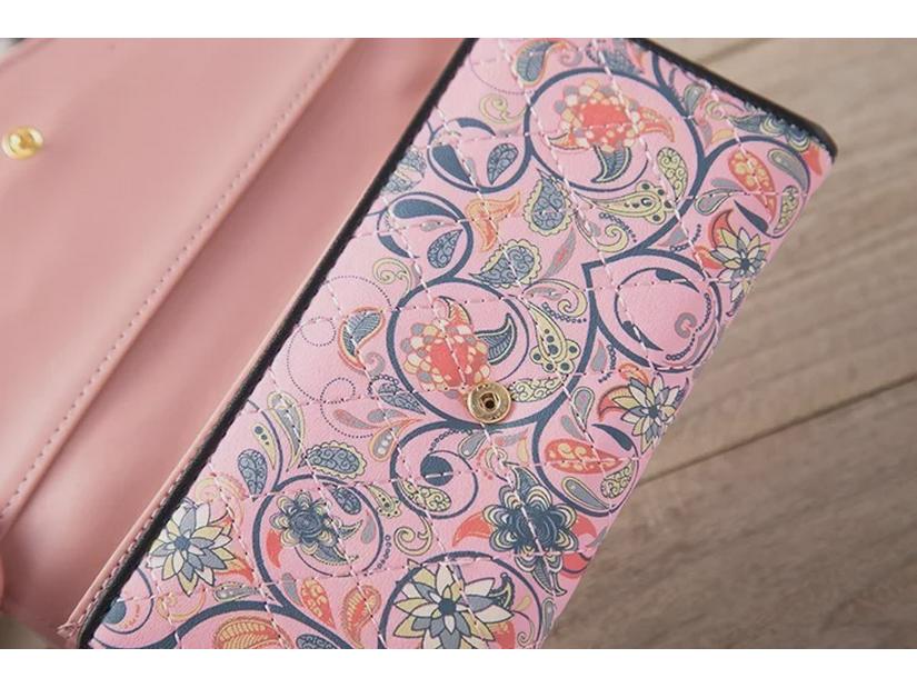 Women's Korean Floral Contrast Color Envelope Buckle Wallet