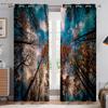 Green Forest Scenery 3d Printed Curtains Black Silk Blackout Heat Insulation Curtains Bedroom Study Living Room Curtains 2pcs