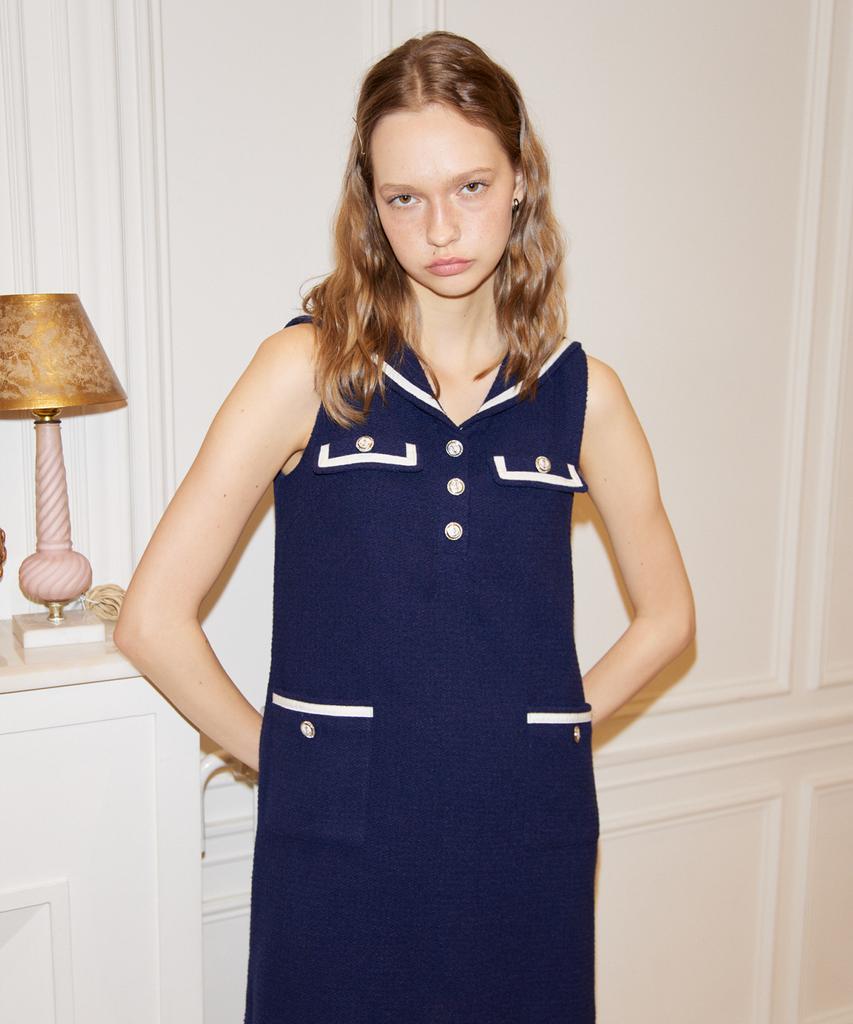 Salon De Yon Classic Sailor Dress_ Navy