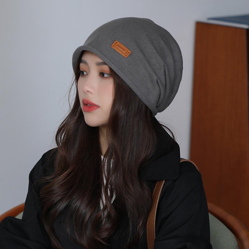 Autumn and Winter Pullover Cold Hat Showing Face Small Versatile Pile Hat Women's Fashion Bag Head Knitted Hat Postpartum Confinement Hat