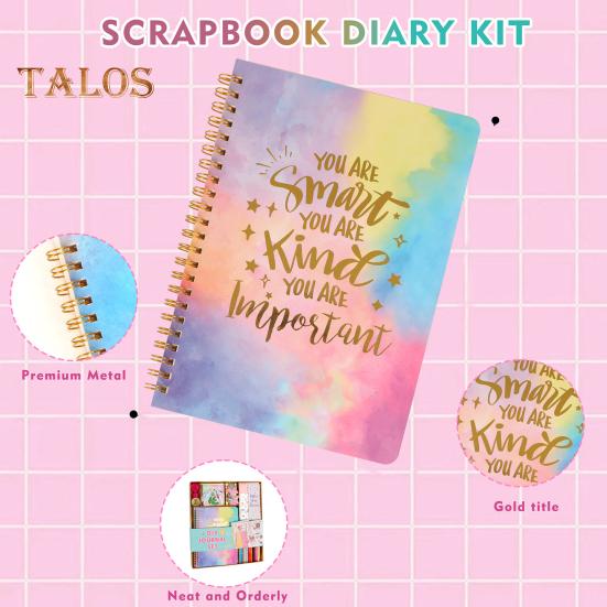 Tagebuch-Set für Mädchen im Alter von 8–12 Jahren, DIY-Schreibwaren-Set mit farbigen Stiften, Aufklebern, Klebeband, Journaling- und Scrapbooking-Zubehör