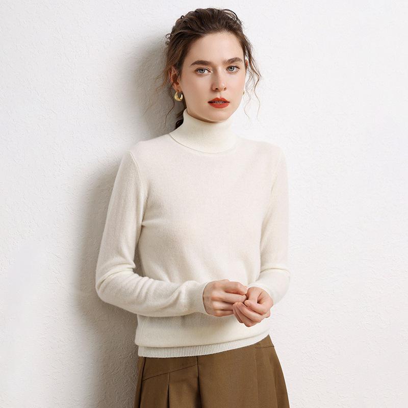 Women's High Neck Cashmere Sweater - Loose Fit, Pure Color, Thickened for Autumn/Winter