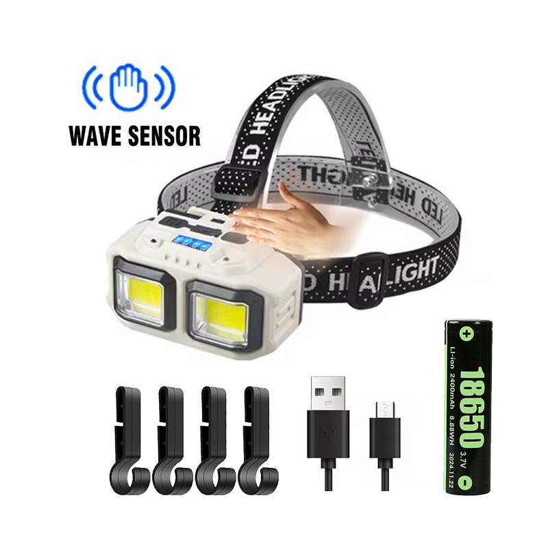 COB LED Headlamp Rechargeable Headlight,Waterproof Work Light for Outdoor Camping Fishing,Christmas Gifts for Repair Job Worker