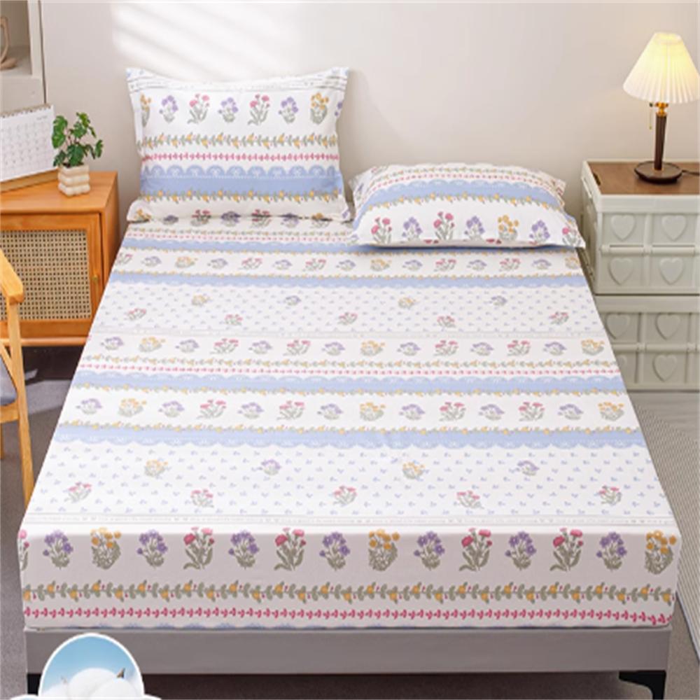 100% Cotton Fitted Sheet Single Piece No Pillowcase Cotton Bedspread Mattress Protector Children's Full Cover Bed Cover Sheet