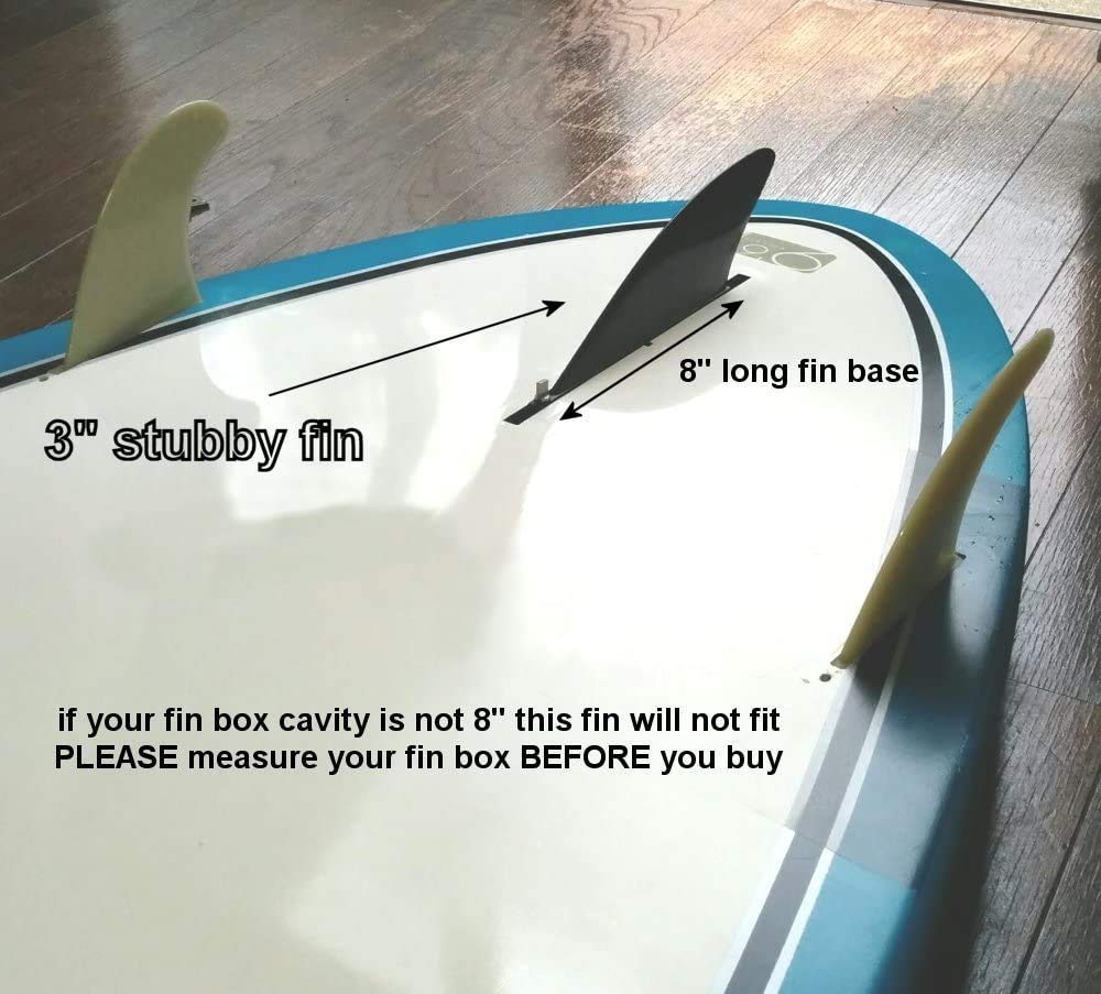 3" Center Fin (Soft Flex) Safety Flex Soft Fin for Longboard, SUP, AirSUP, River Rafting (Black (Screwless))