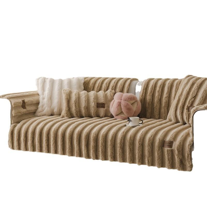 Cream Wind Rabbit Rabbit Velvet Sofa Cushion Autumn And Winter Plush Cushion Thickened Premium Non-Slip Leather Sofa Cover Cover Cloth Towel