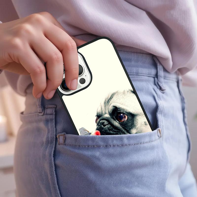 Animal Butterfly Dog Pug Phone Case For iPhone 17 Air 15 16e 14 13 Pro Max Coque 12 11 Pro Max PLUS Cover