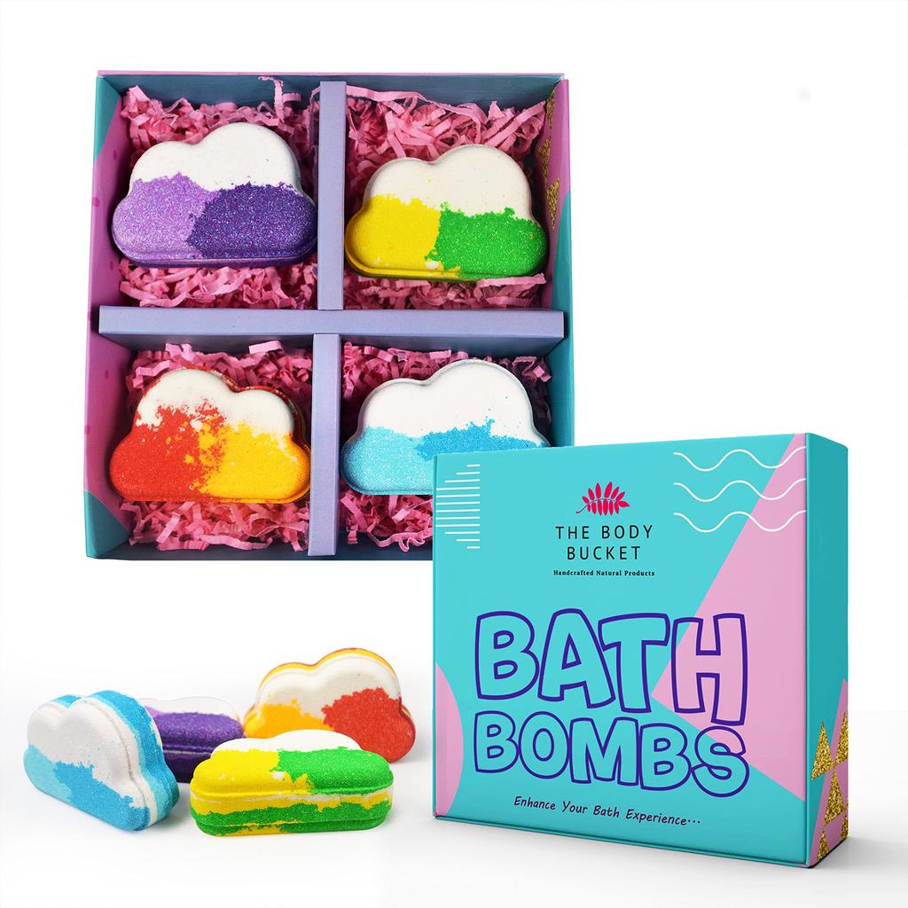 The Body Bucket Cloud Bath Bombs With Aqua, Lemon, Orange And Lavender Fragrance - All Natural Handcrafted Aromatherapy - Perfect Bath Gift For Kid