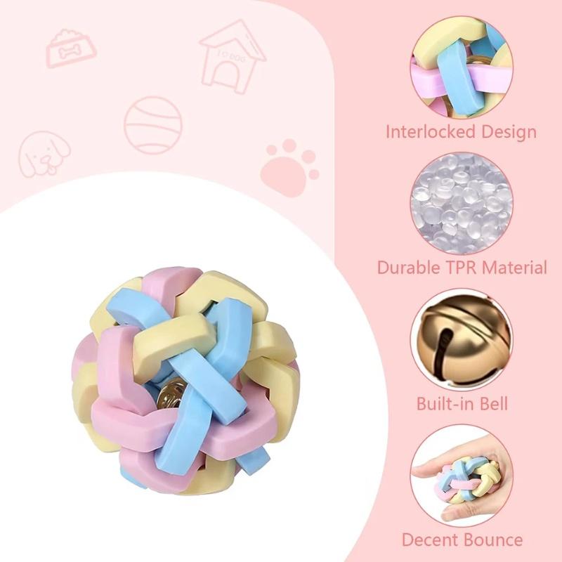 1PC Soft Colorful Pet Ball Toy Small Toy Dog's Toy Cat Toys Pet Dog Ball Bell Chew Toys Play Teeth Training Pet Products