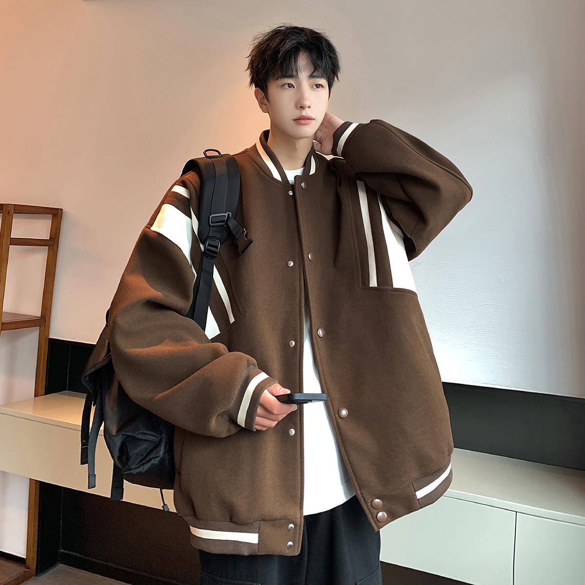 

Мужская и женская модная ретро бейсбольная куртка - Корейский стиль, свободный крой L верблюд