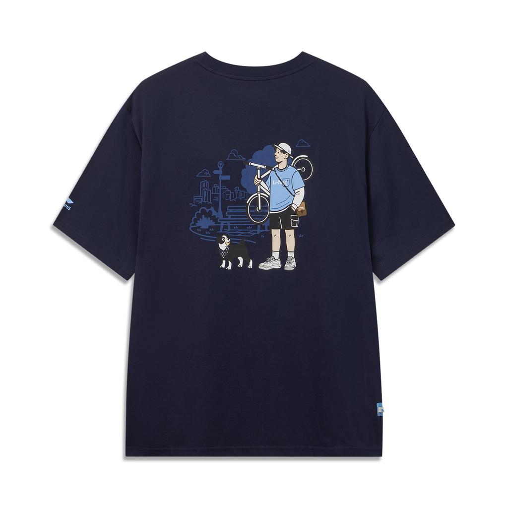 Li-Ning Sport Lifestyle Series Letter Print Round Neck Short Sleeve T-Shirt Unisex Tops AHSW521-6