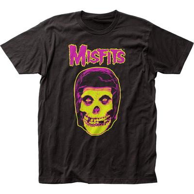 Misfits Camiseta Fantasma Amarillo Neón Hombre Licenciada Rock N Roll Música Retro Negra
