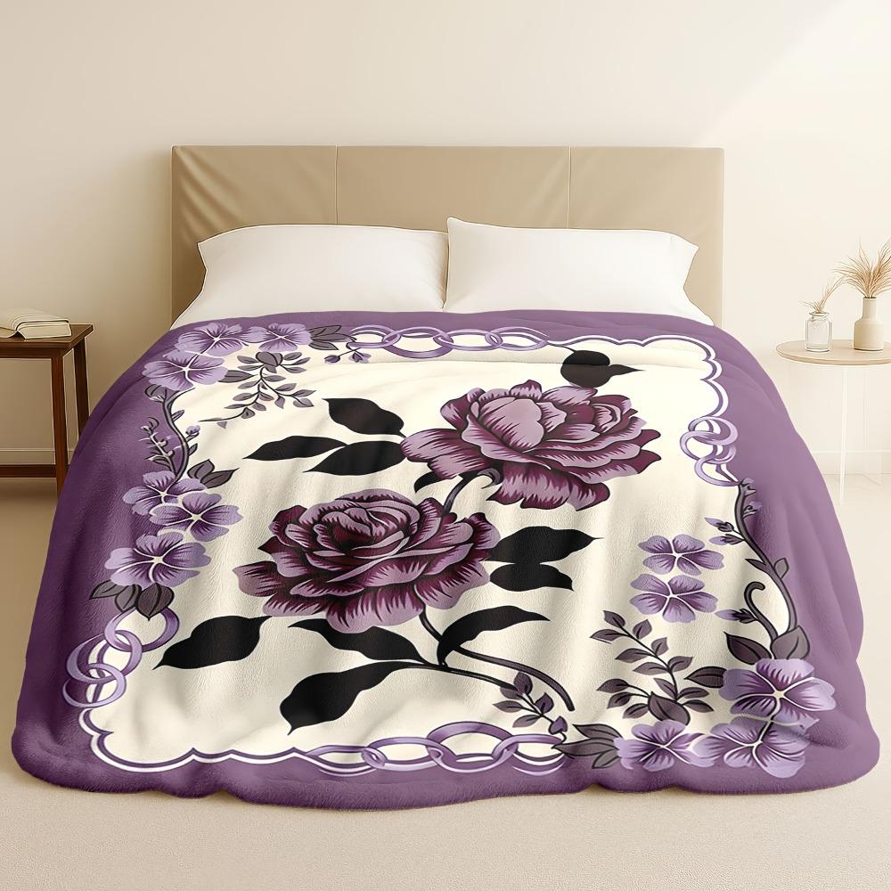 Thickened Printed Flannel Blanket, Soft Warm Comfortable for Winter Dorm Office Indoor Outdoor, All-Season Sofa Blanket
