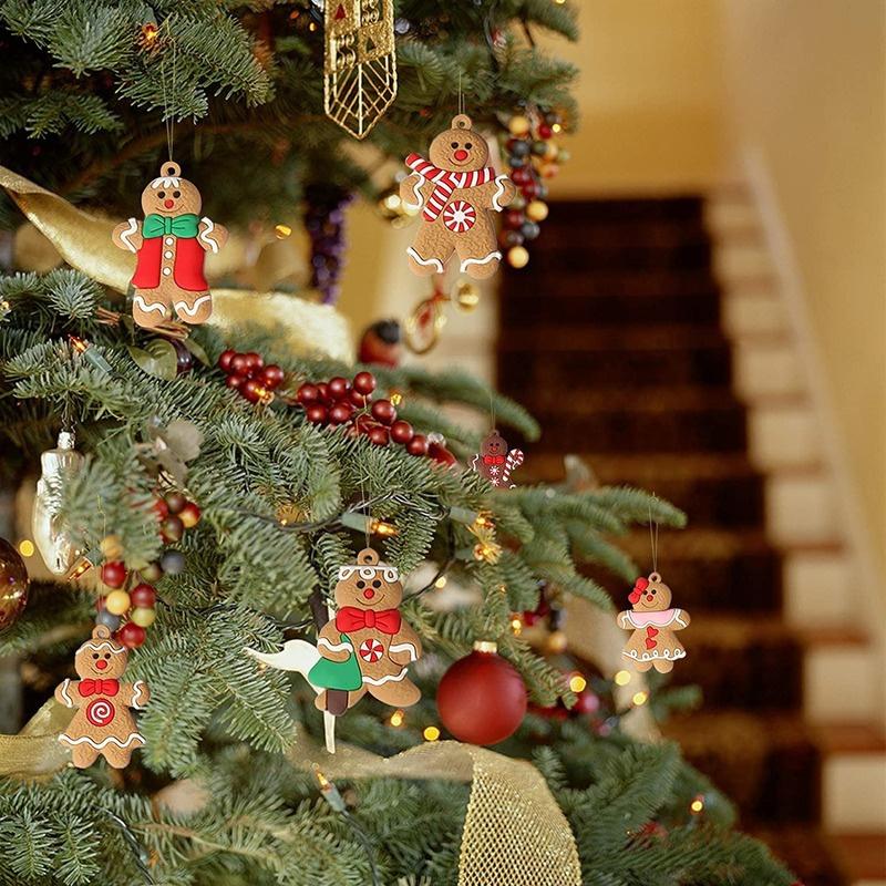 12Pcs Gingerbread Man Christmas Tree Hanging Pendant Xmas Tree Decor Ornament