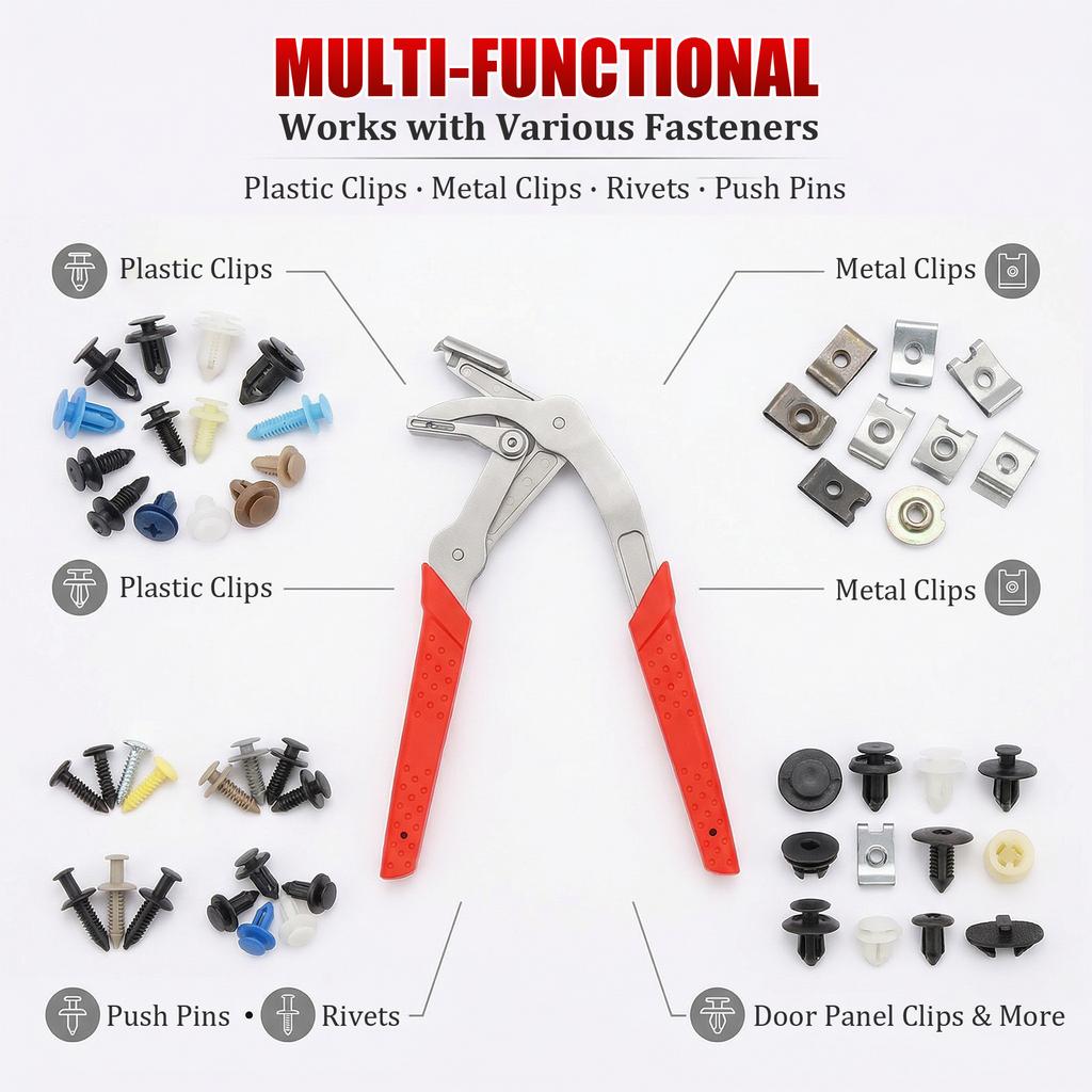 Car Clip Removal Pliers Stainless Steel Panel Clip Removal Pliers Spring Loaded Panel Cars Clip Pliers for Automotive Fasteners