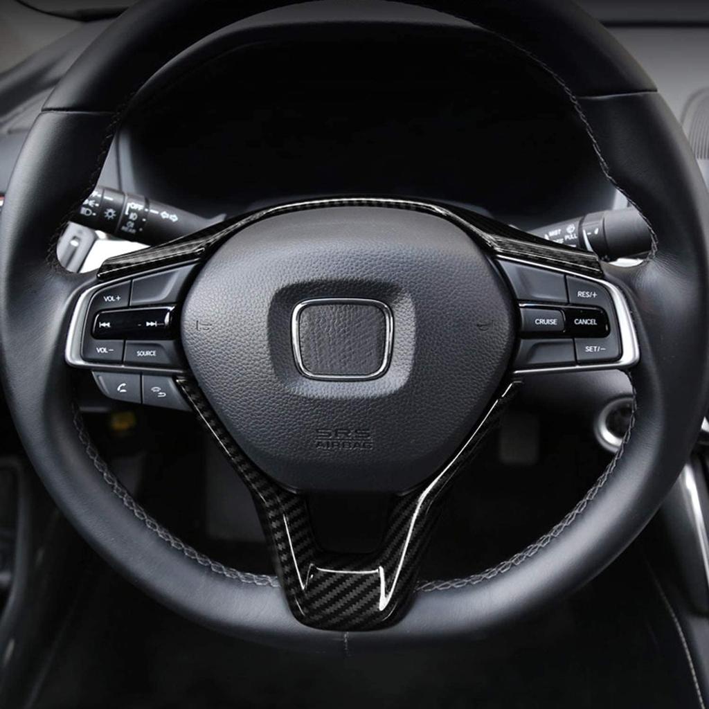 For Honda Accord 10Th Gen 2018     ABS Carbon Fiber Steering Wheel Cover Trim, Fit Sedan LX Sport EX-L Touring Hybrid, 2Pcs